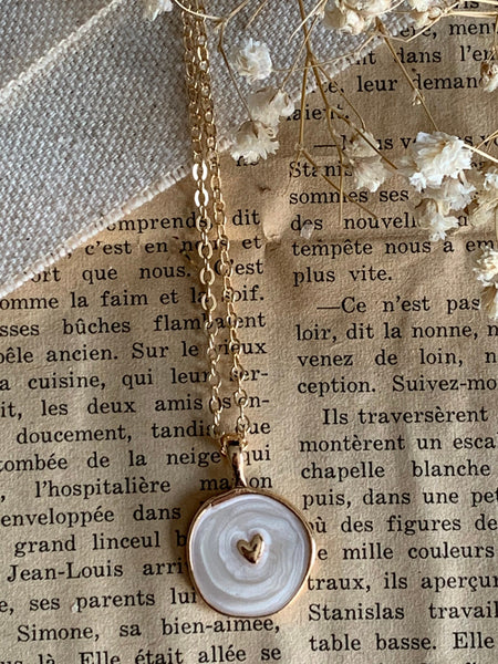 Collier cœur nacré au ton or Comme un ange