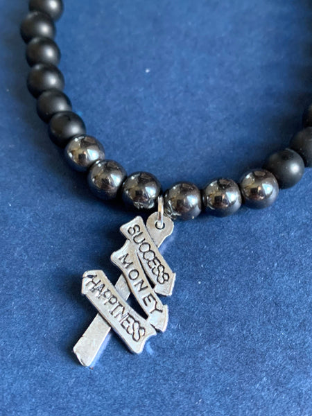 Bracelet silicone noir stainless et ton or Comme un ange