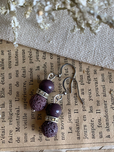 Boucles oreilles pierres de laves Comme un ange