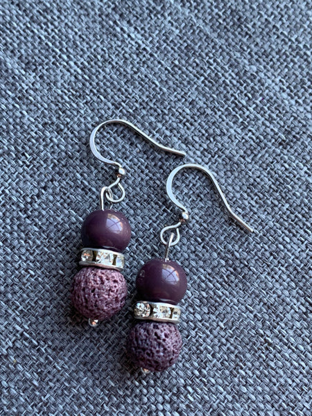 Boucles oreilles pierres de laves Comme un ange