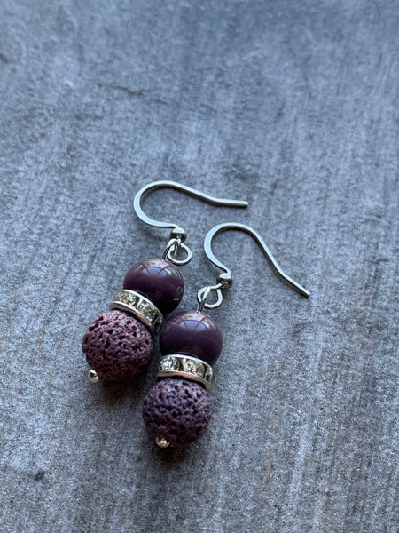 Boucles oreilles pierres de laves Comme un ange