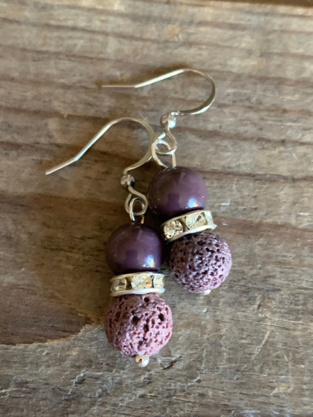 Boucles oreilles pierres de laves Comme un ange