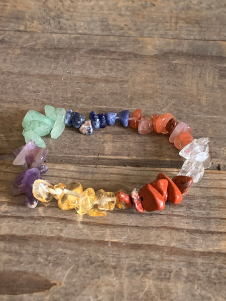 Bracelet élastique pierres arc-en-ciel chackras protection quartz Comme un ange