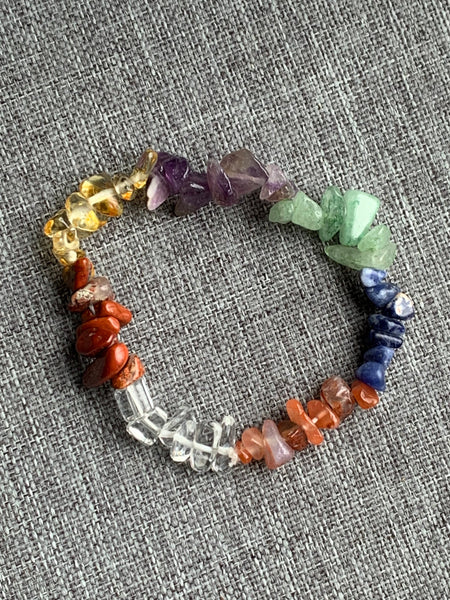 Bracelet élastique pierres arc-en-ciel chackras protection quartz Comme un ange