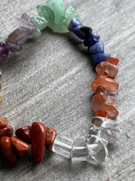 Bracelet élastique pierres arc-en-ciel chackras protection quartz Comme un ange
