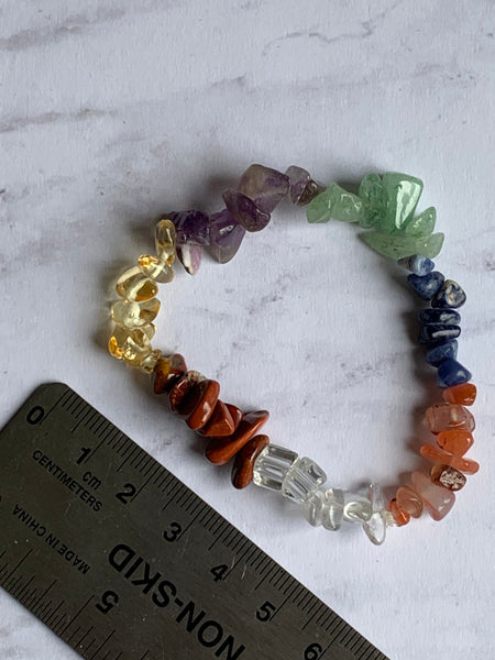 Bracelet élastique pierres arc-en-ciel chackras protection quartz Comme un ange