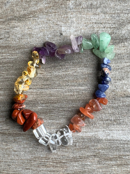 Bracelet élastique pierres arc-en-ciel chackras protection quartz Comme un ange