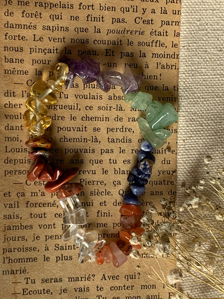 Bracelet élastique pierres arc-en-ciel chackras protection quartz Comme un ange
