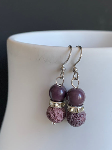 Boucles oreilles pierres de laves Comme un ange
