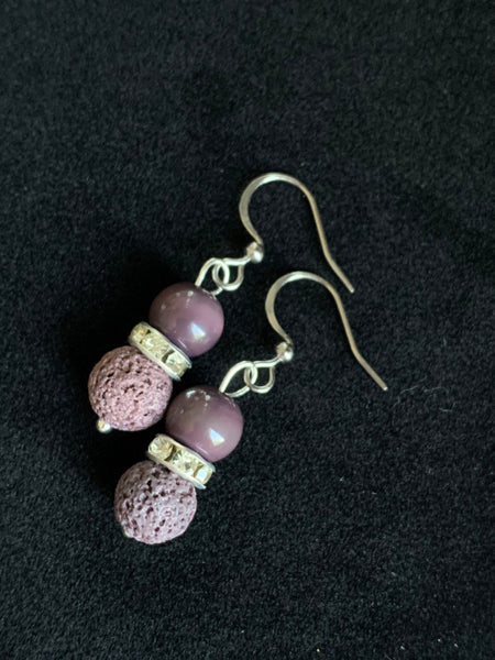 Boucles oreilles pierres de laves Comme un ange
