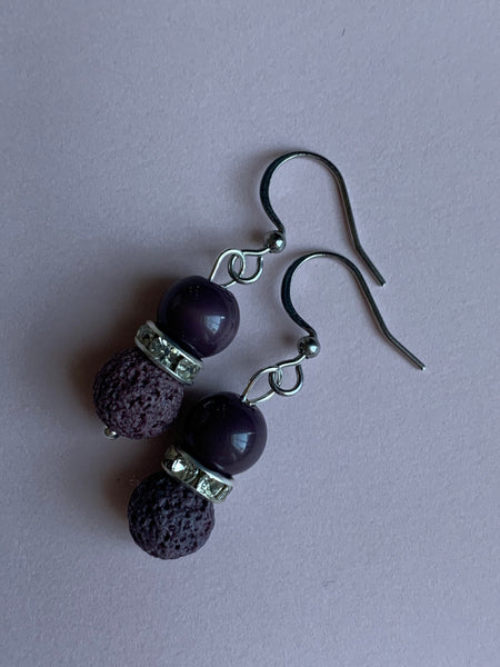 Boucles oreilles pierres de laves Comme un ange