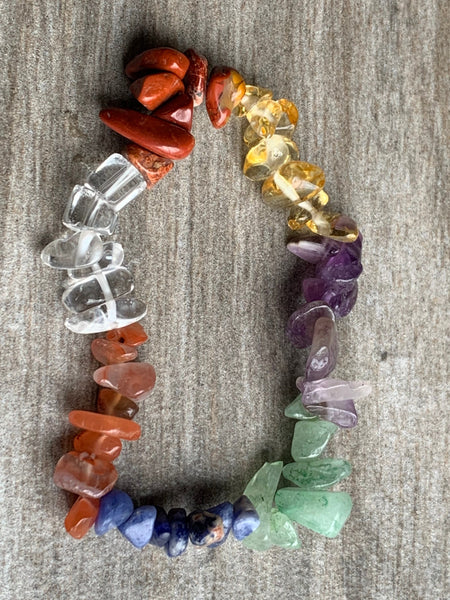 Bracelet élastique pierres arc-en-ciel chackras protection quartz Comme un ange