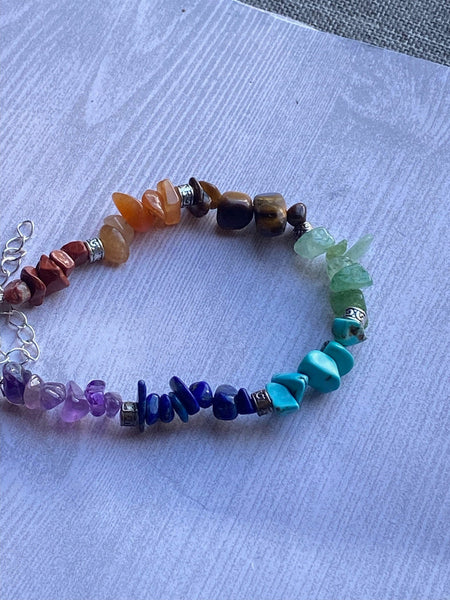 Bracelet perle pierre demie précieuse chakras Comme un ange