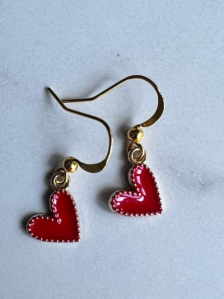 Boucles d’oreilles coeur rouge Comme un ange