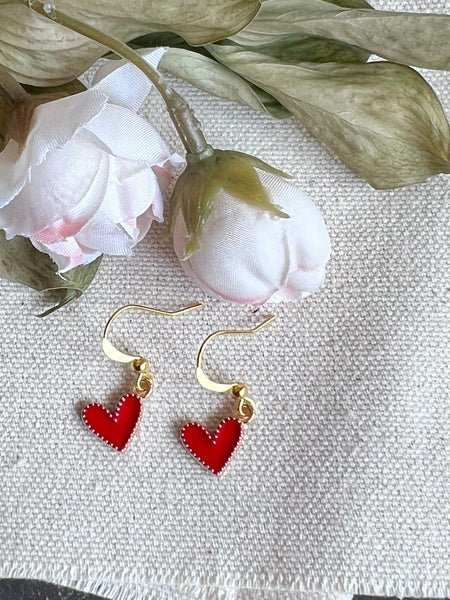 Boucles d’oreilles coeur rouge Comme un ange