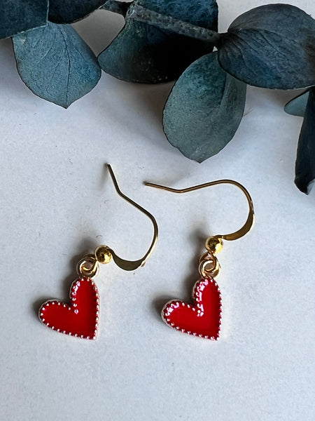 Boucles d’oreilles coeur rouge Comme un ange
