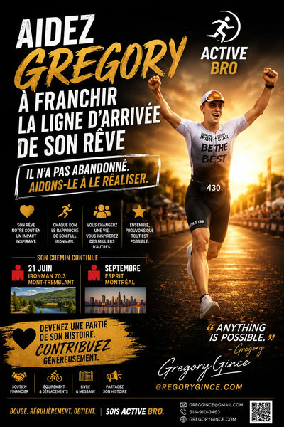 SPONSORISEZ GREGORY GINCE ENSEMBLE, PROUVONS QUE TOUT EST POSSIBLE  REALISER UN IRONMAN 70.3 À 18 ANS MERCI POUR VOS DONS OU COMMANDITES Comme un ange