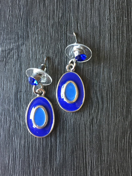 Boucles d'oreilles clou pendante bleu royal Comme un ange