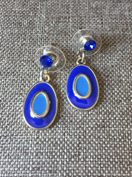 Boucles d'oreilles clou pendante bleu royal Comme un ange