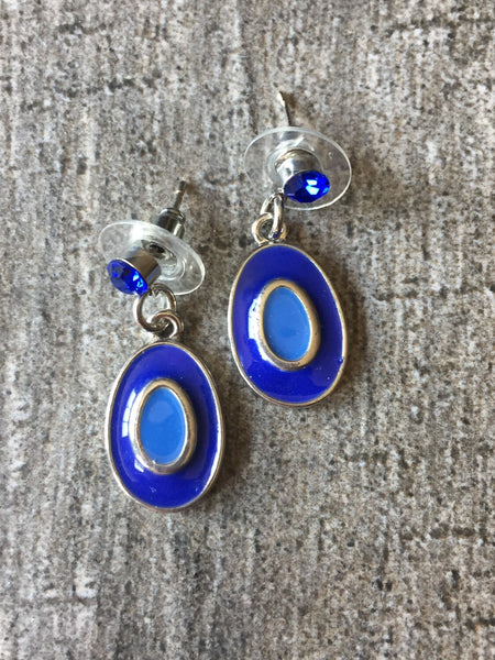 Boucles d'oreilles clou pendante bleu royal Comme un ange