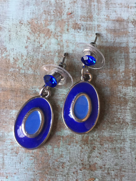 Boucles d'oreilles clou pendante bleu royal Comme un ange