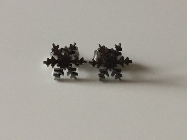 Boucles d’oreilles Flocon de neige couleur argent  stud snow flake silver Comme un ange
