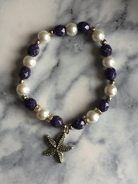 Bracelet bleu marine et blanc bord de mer breloque étoile star sea bracelet navy and white Comme un ange