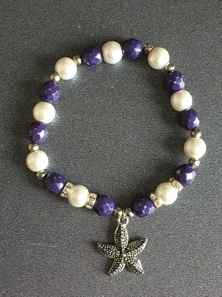 Bracelet bleu marine et blanc bord de mer breloque étoile star sea bracelet navy and white Comme un ange