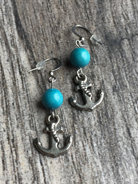 rustic anchor earring, little silver anchor, anchor charm, delicate anchor earrings Comme un ange