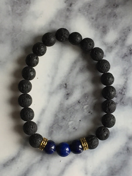 Bracelet pierre de lave pierre  marine black lava beads bracelet navy beads