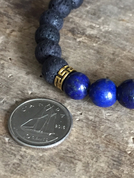 Bracelet pierre de lave pierre  marine black lava beads bracelet navy beads