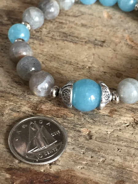 Bracelet bleu poudre et gris Comme un ange