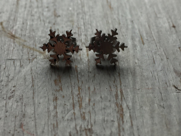 Boucles d’oreilles Flocon de neige couleur argent  stud snow flake silver Comme un ange