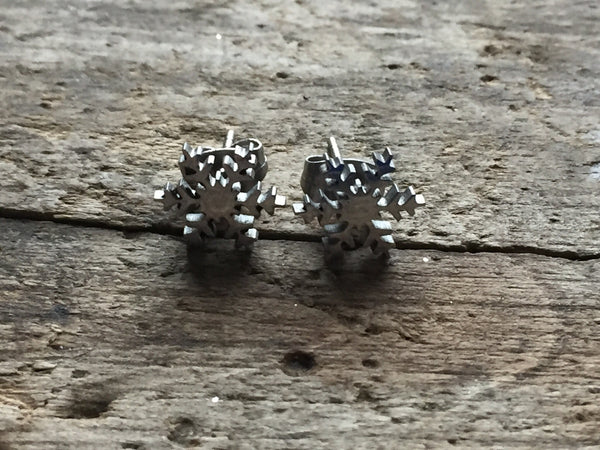 Boucles d’oreilles Flocon de neige couleur argent  stud snow flake silver Comme un ange