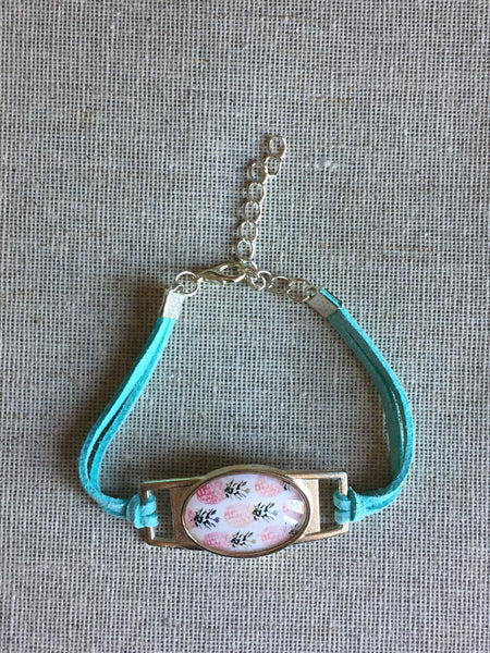 Bracelet ananas corde suedine aqua pineapple turquoise bracelet Comme un ange