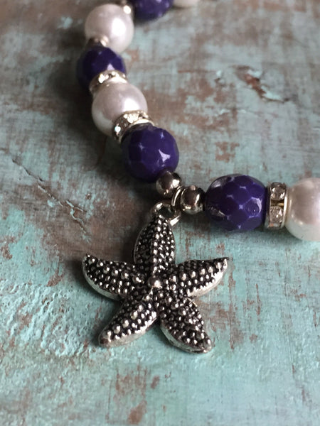 Bracelet bleu marine et blanc bord de mer breloque étoile star sea bracelet navy and white Comme un ange