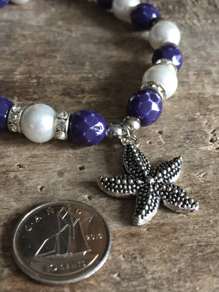 Bracelet bleu marine et blanc bord de mer breloque étoile star sea bracelet navy and white Comme un ange