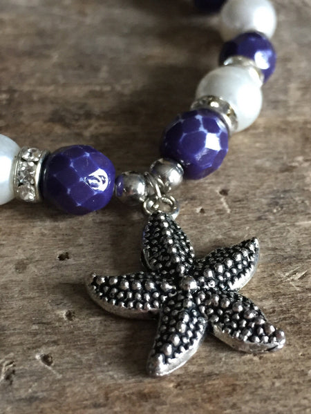 Bracelet bleu marine et blanc bord de mer breloque étoile star sea bracelet navy and white Comme un ange