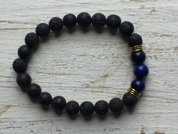Bracelet pierre de lave pierre  marine black lava beads bracelet navy beads