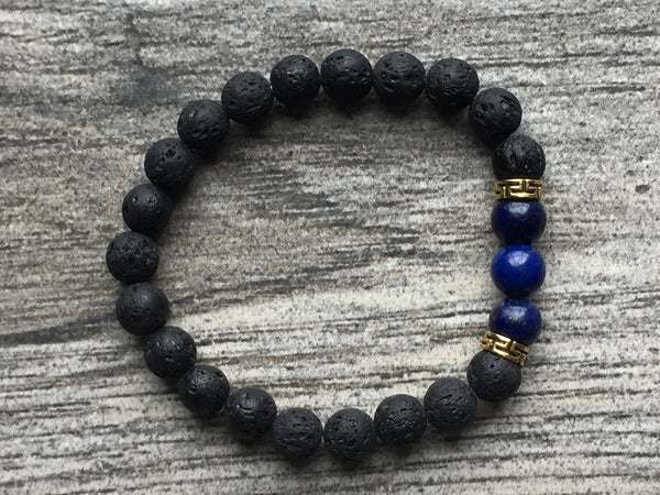 Bracelet pierre de lave pierre  marine black lava beads bracelet navy beads Comme un ange