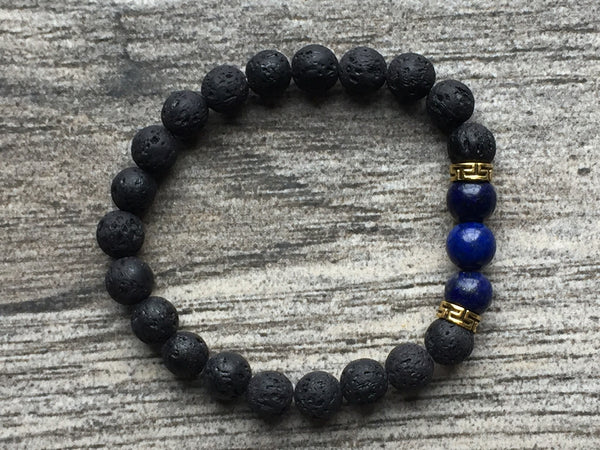 Bracelet pierre de lave pierre  marine black lava beads bracelet navy beads