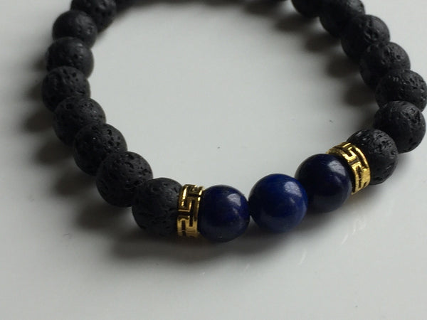 Bracelet pierre de lave pierre  marine black lava beads bracelet navy beads