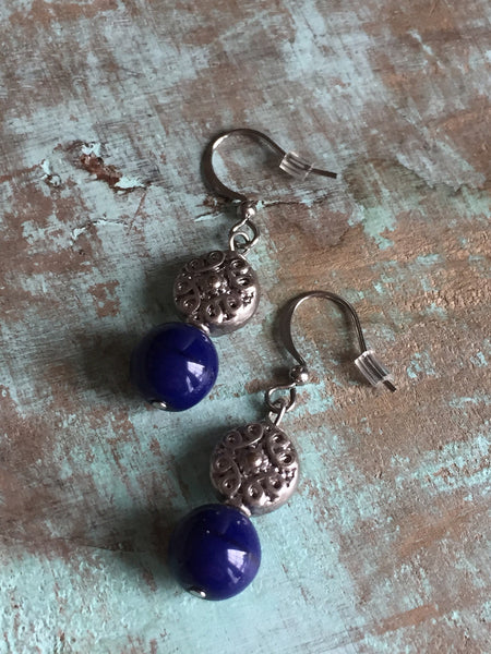 Boucles d’oreilles boule marine navy Earrings Comme un ange