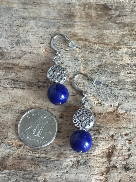 Boucles d’oreilles boule marine navy Earrings Comme un ange