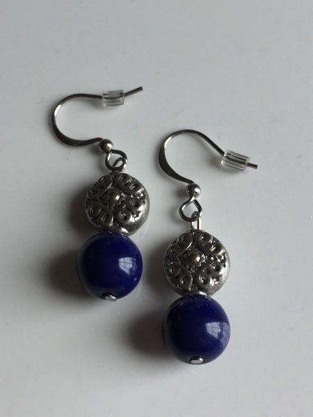 Boucles d’oreilles boule marine navy Earrings Comme un ange