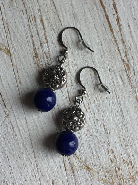 Boucles d’oreilles boule marine navy Earrings Comme un ange