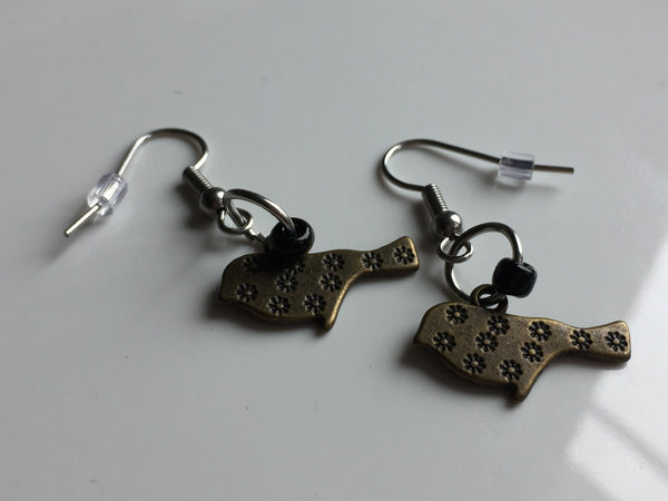 Laiton bronze Oiseaux Earrings bird Comme un ange
