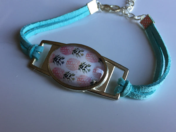 Bracelet ananas corde suedine aqua pineapple turquoise bracelet Comme un ange