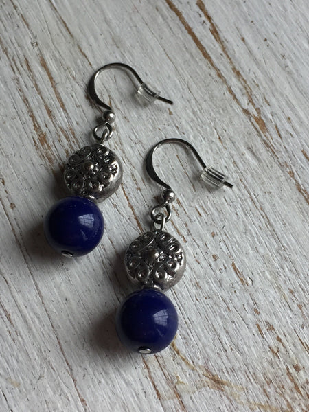 Boucles d’oreilles boule marine navy Earrings Comme un ange