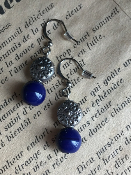 Boucles d’oreilles boule marine navy Earrings Comme un ange